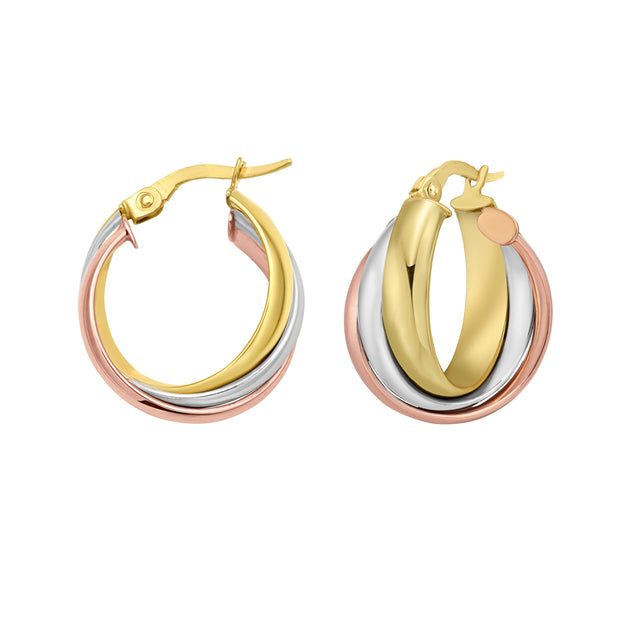 14K Trinity Woven Hoops