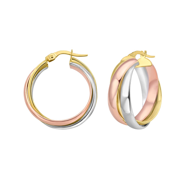 14K Trinity Woven Hoops