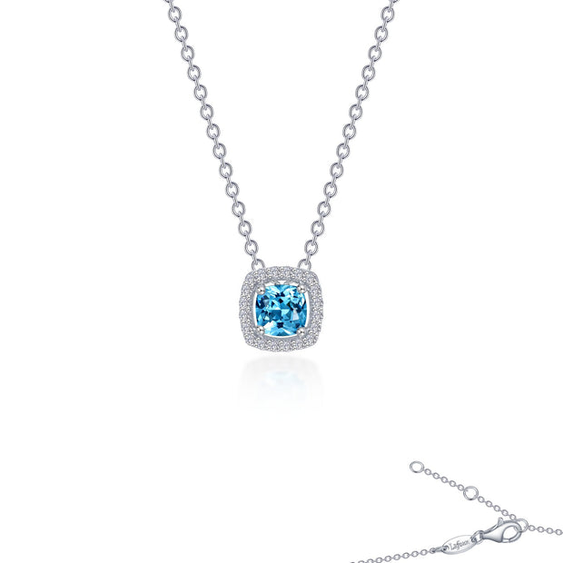 0.76 CTW Cushion-Cut Halo Necklace