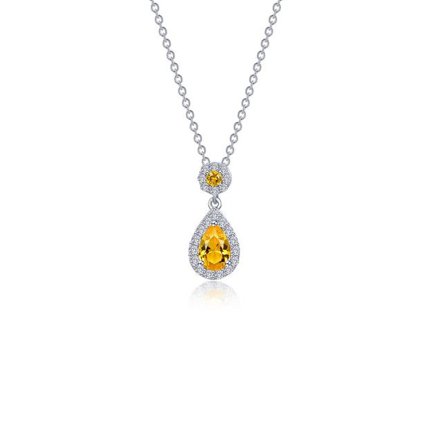 Pear Shape Halo Necklace