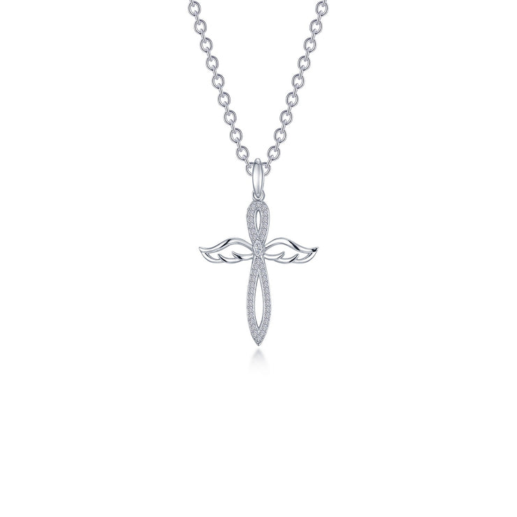 0.74 CTW Angel Wings Cross Necklace