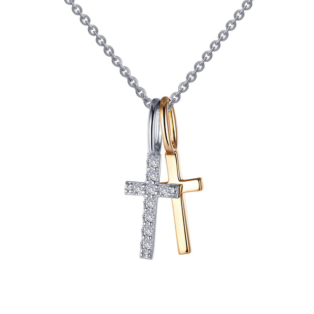 Cross Shadow Charm Pendant Necklace