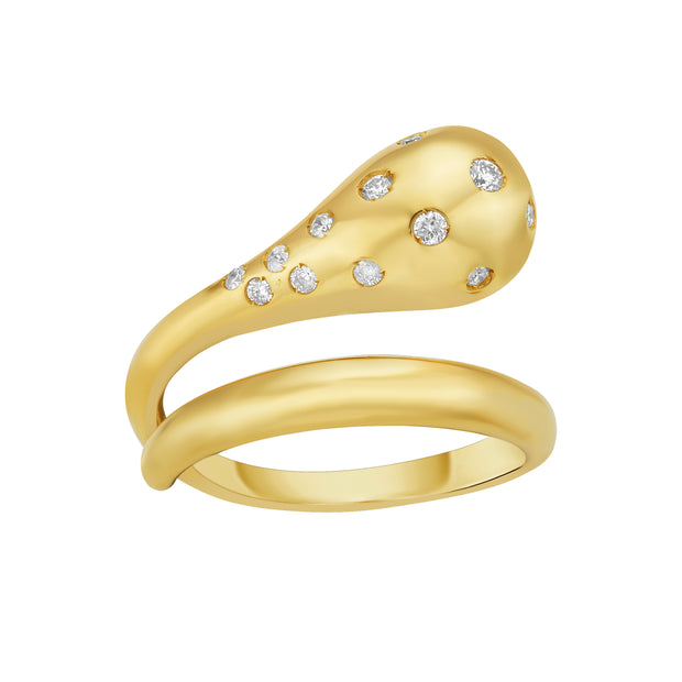 14K Diamond Raindrop Ring