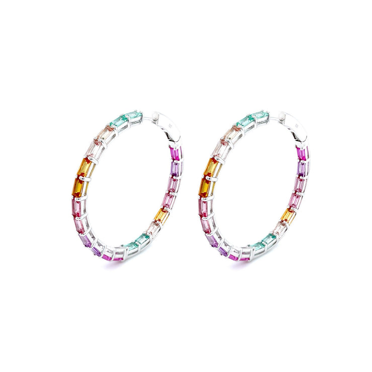 45 mm Fancy Lab-Grown Sapphire Hoop Earrings