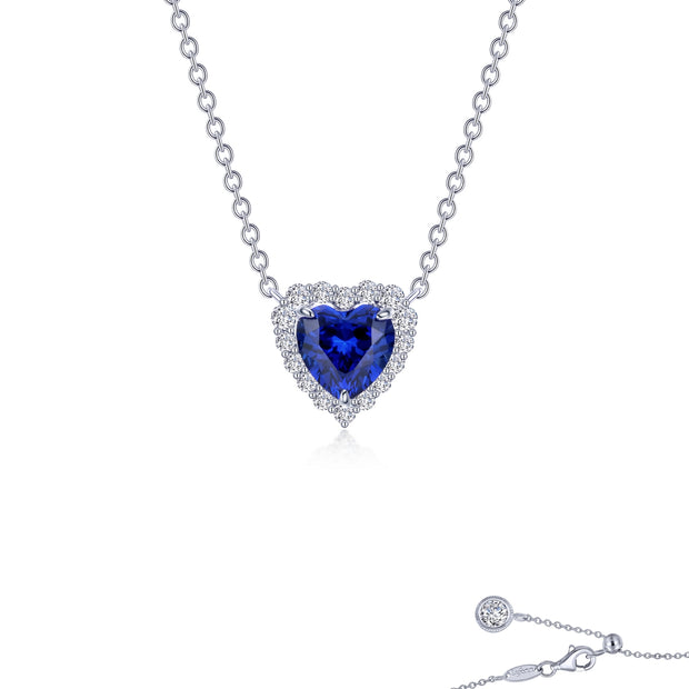 Fancy Lab-Grown Sapphire Halo Heart Necklace