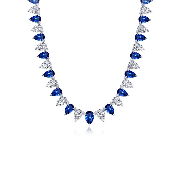 38 CTW Fancy Lab-Grown Sapphire Tennis Choker Necklace