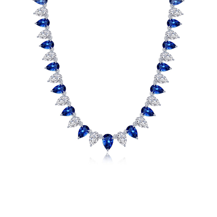 38 CTW Fancy Lab-Grown Sapphire Tennis Choker Necklace