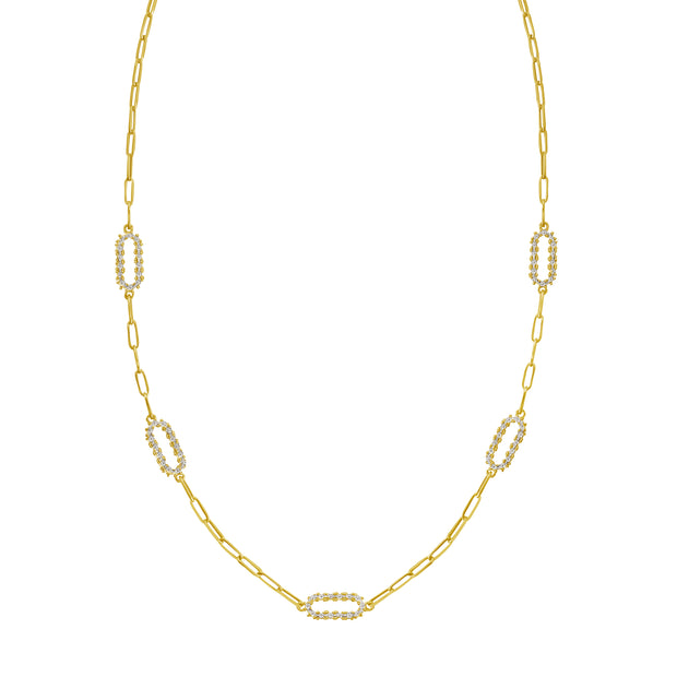 14K DiamonOro Paperclip Necklace