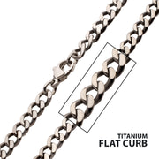 4.35mm Titanium Flat Curb Chain Necklace with Lobster Clasp