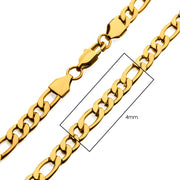 4mm 18Kt Gold IP Figaro Chain Necklace