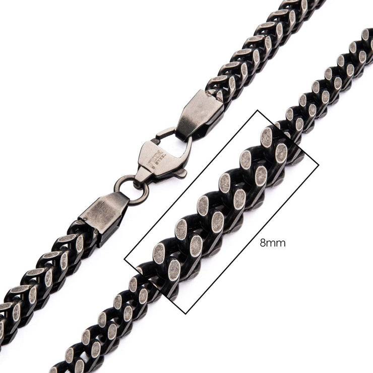 8mm Oxidized Steel Franco Chain Necklace