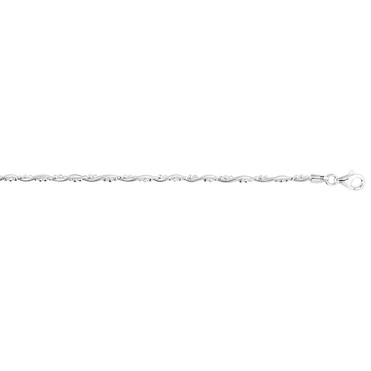 Silver Twisted Bead Anklet