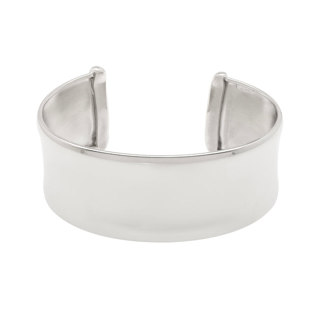 Silver Wide Sculpted Cuff Bangle