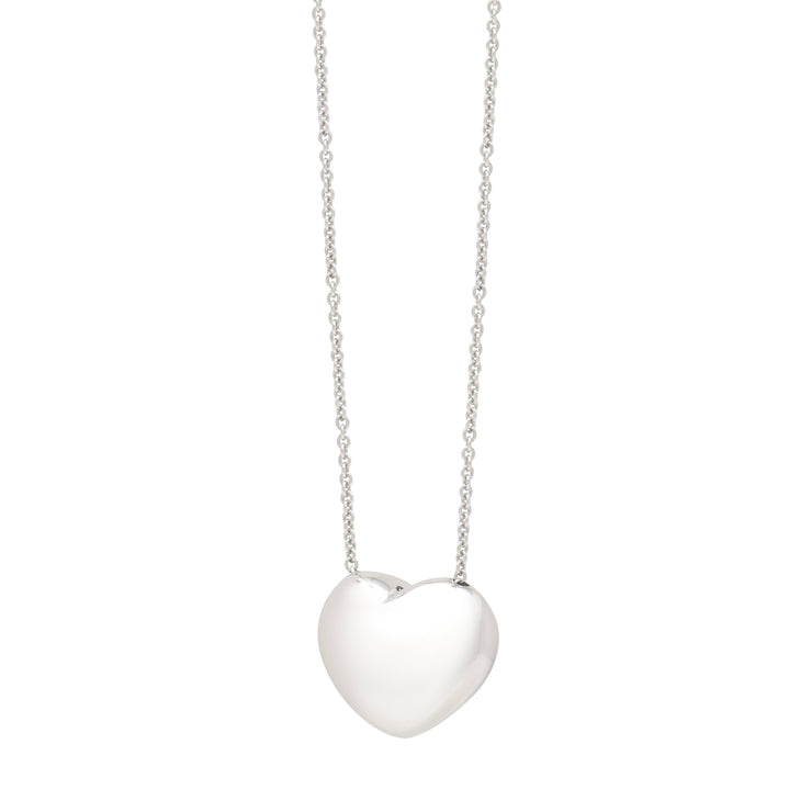 Silver Puffy Heart Necklace