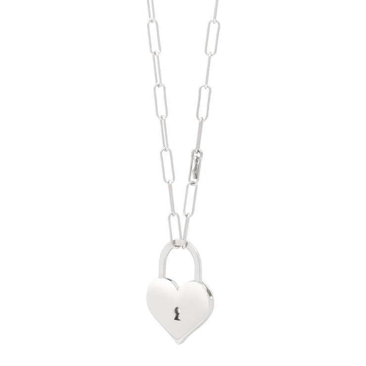 Silver Padlock Heart Necklace