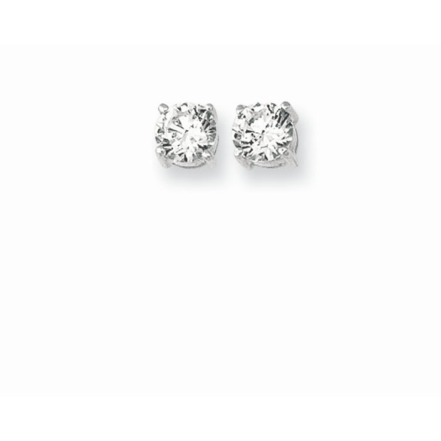 Silver 5MM Round CZ Earring