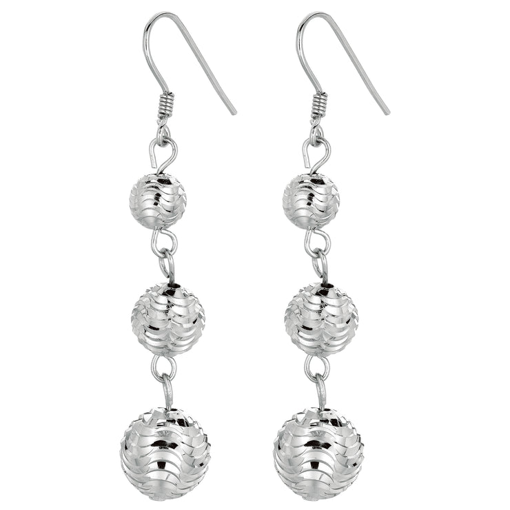 Silver Graduated Beads Drop Earring