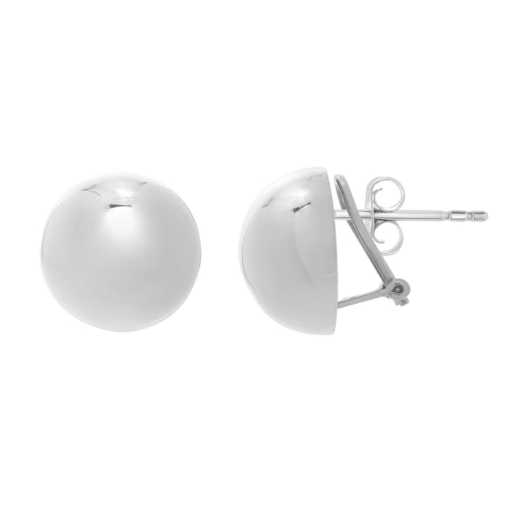 Silver Puffed Button Omega Earring