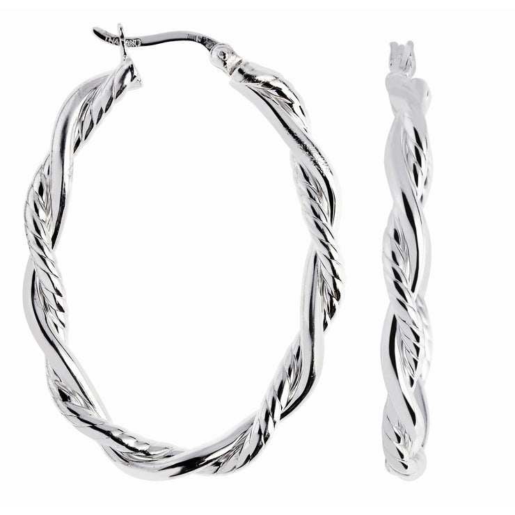 Silver Diamond Cut Twist Earring