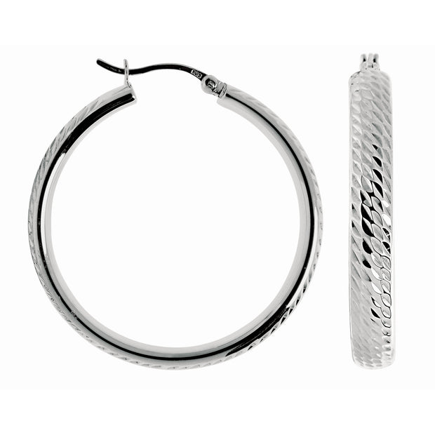 Silver Disco Hoop Earring