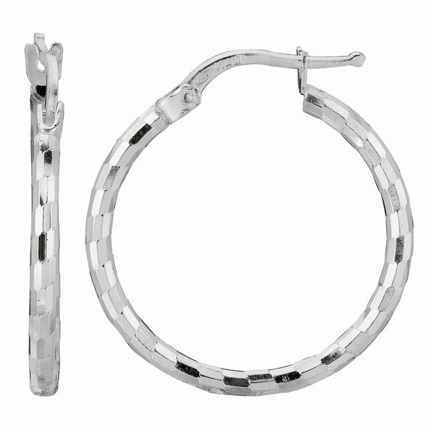 Silver Squares Medium Hoop Earring