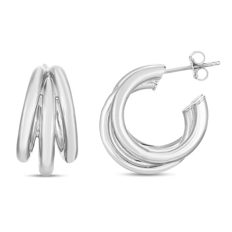 Silver 21mm Triple Barrelled Hoops