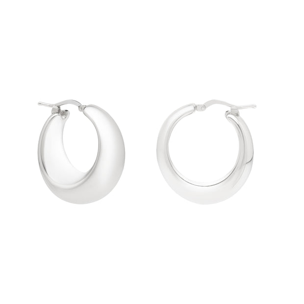 Silver Sculpted Hoops