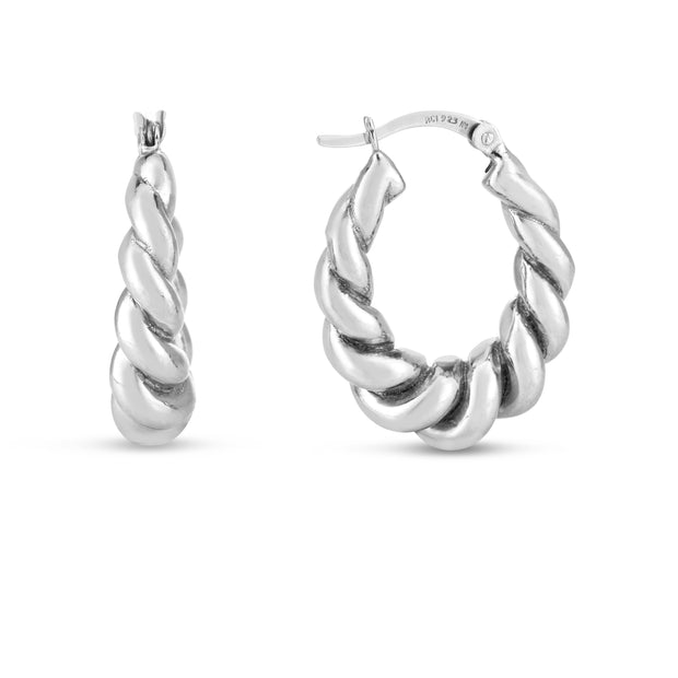 Silver Bold Twist Hoops