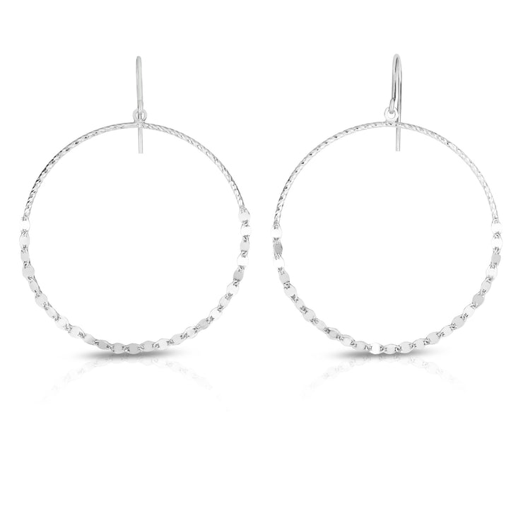 Silver Large Circle Mirror Chain Earring