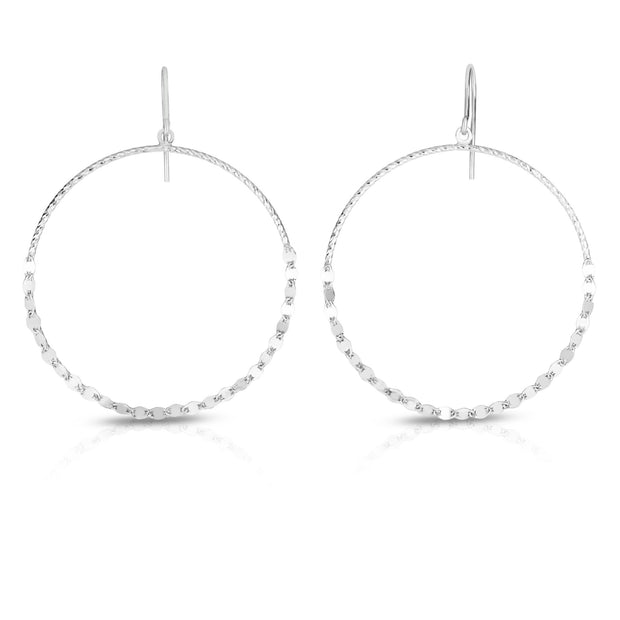 Silver Large Circle Mirror Chain Earring