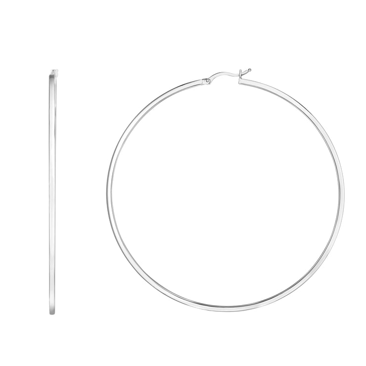 Silver 75mm Runway Hoop Earring