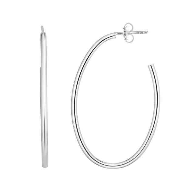 Silver Oval C Hoop Earring