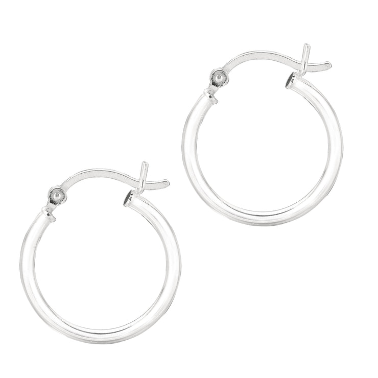 Silver 2x15mm Hoop Earring