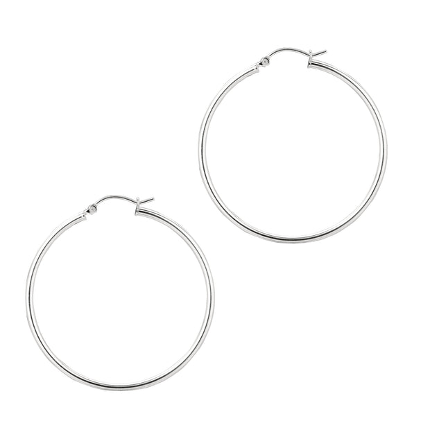 Silver 2x40mm Hoop Earring