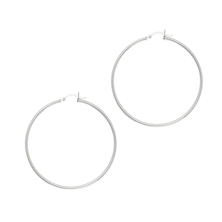 Silver 2x50mm Hoop Earring