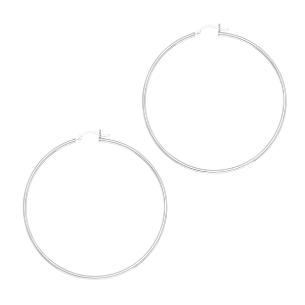 Silver 2x60mm Hoop Earring