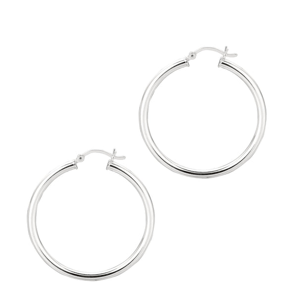 Silver 3x30mm Hoop Earring