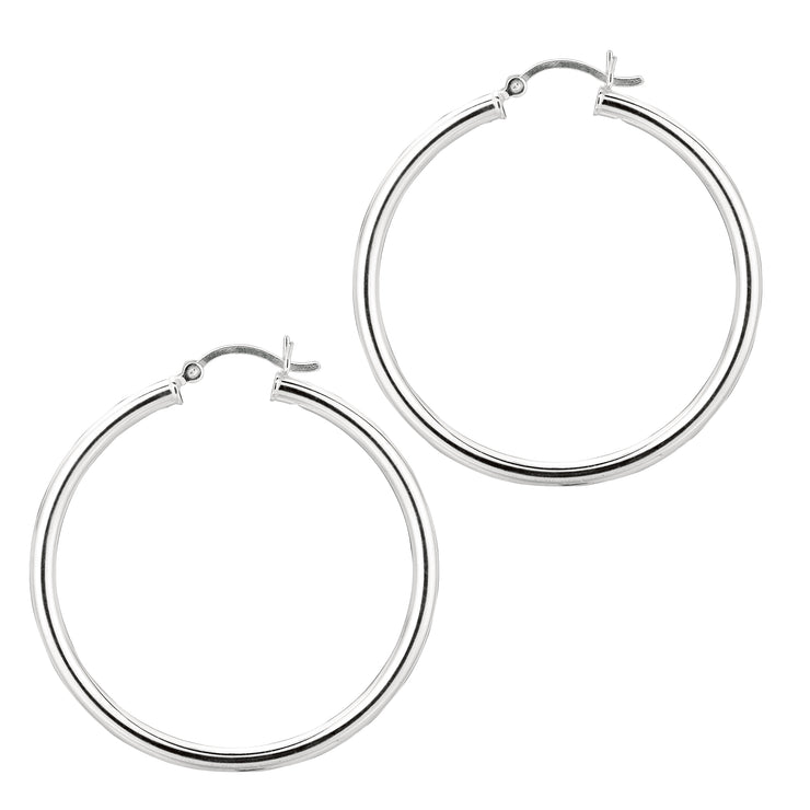 Silver 3x40mm Hoop Earring