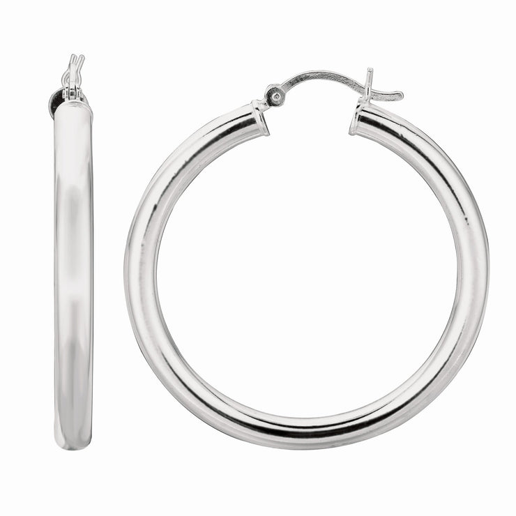 Silver 4x35mm Hoop Earring