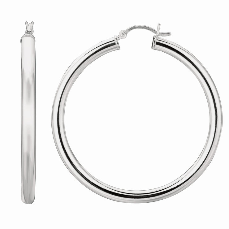 Silver 4x40mm Hoop Earring