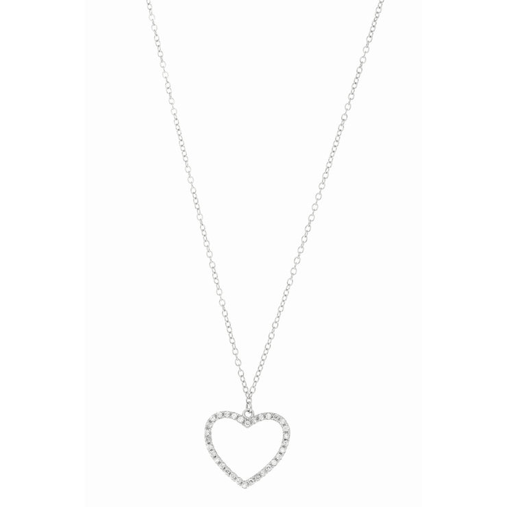 Silver CZ Open Heart Necklace