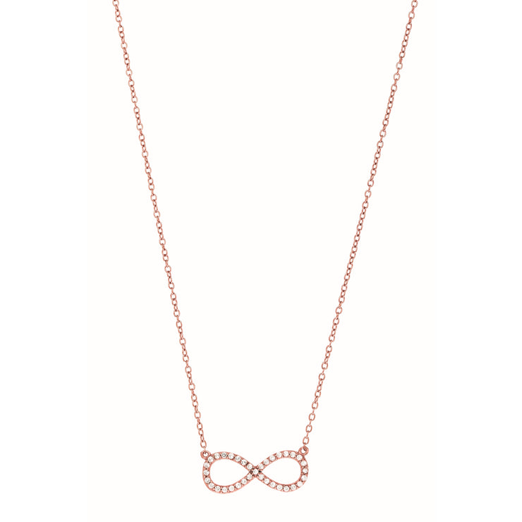 Silver 18"" Pave CZ Infinity Necklace