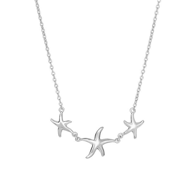 Silver Graduated Starfish Necklace