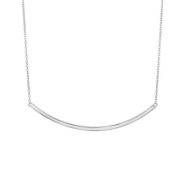 Silver Curved Thin Bar Necklace