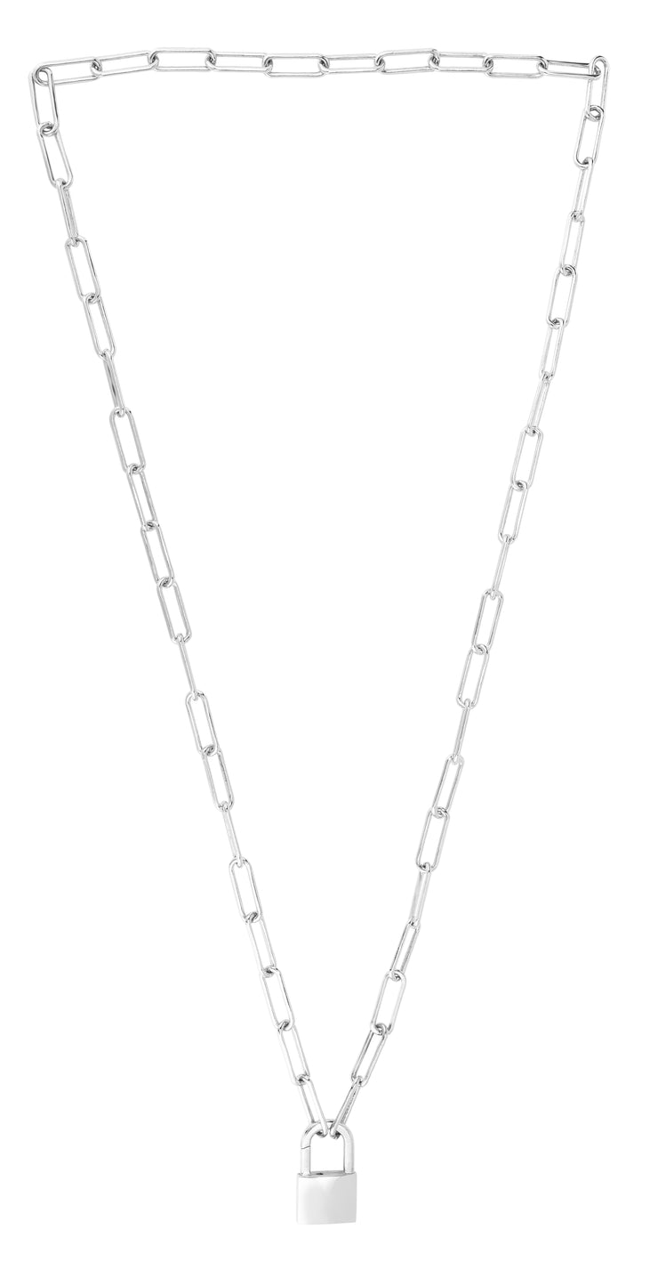 Silver Lock Link Necklace