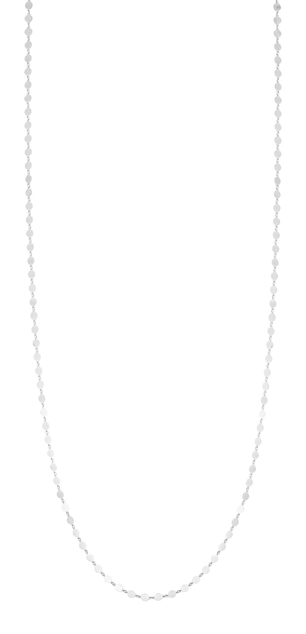 Silver Mirror Link Single Strand Long Necklace