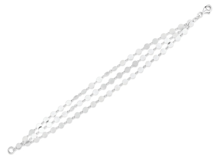 Silver Mirror Link Triple Strand Bracelet