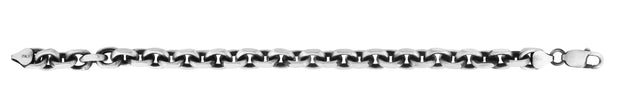 Silver 7.7mm Mens Gunmetal Anchor Chain Bracelet