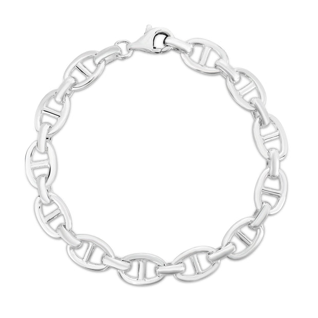 Silver 9mm Puffed Mariner Bracelet