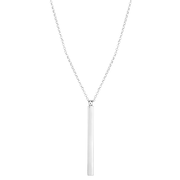 Silver Vertical Long Bar Necklace